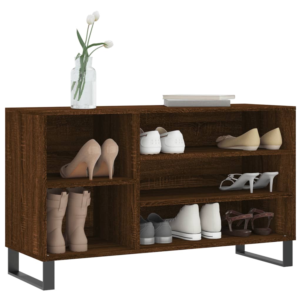 Mueble zapatero madera roble marrón 102x36x60 cm