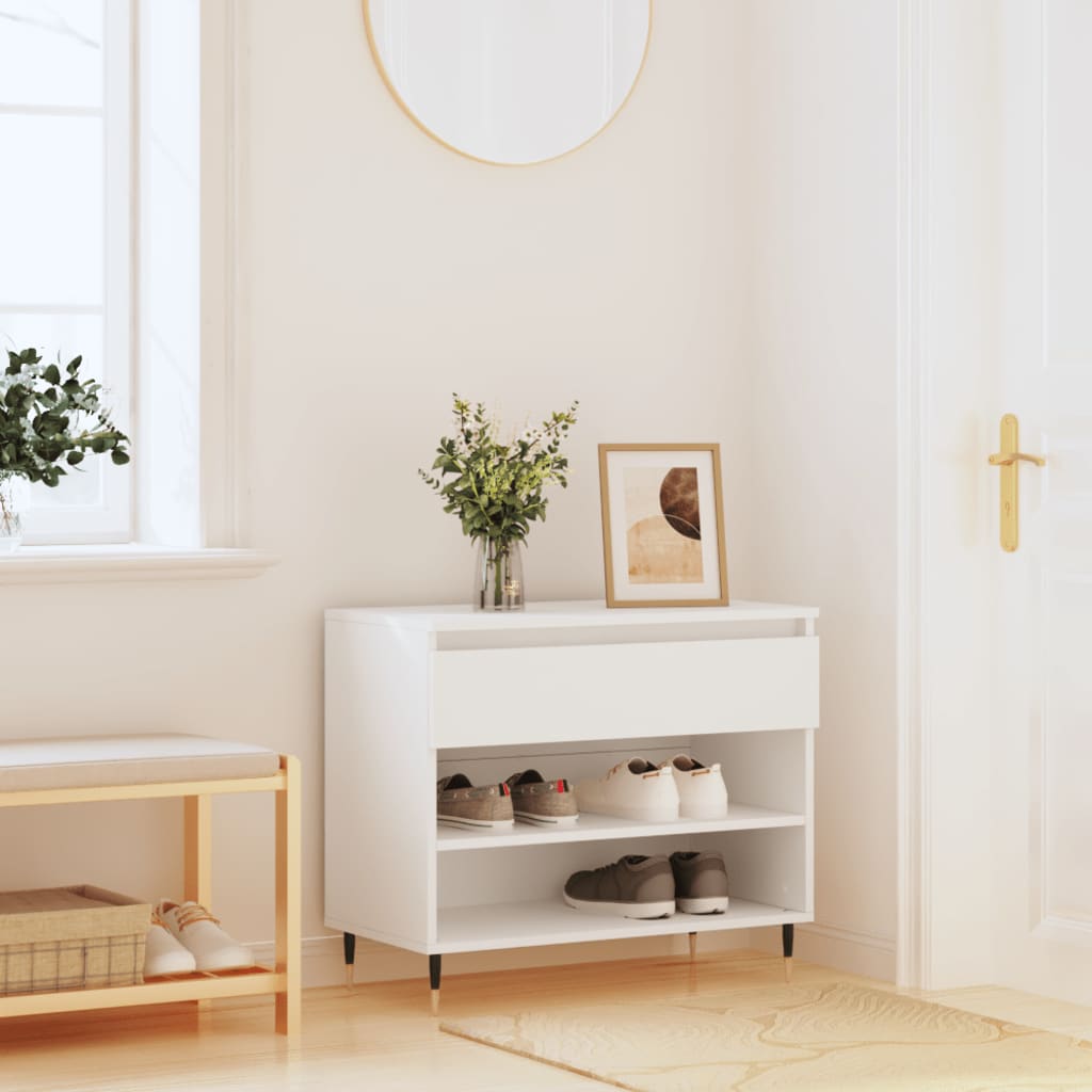 Vetonek Mueble zapatero madera contrachapada blanco 70x36x60 cm