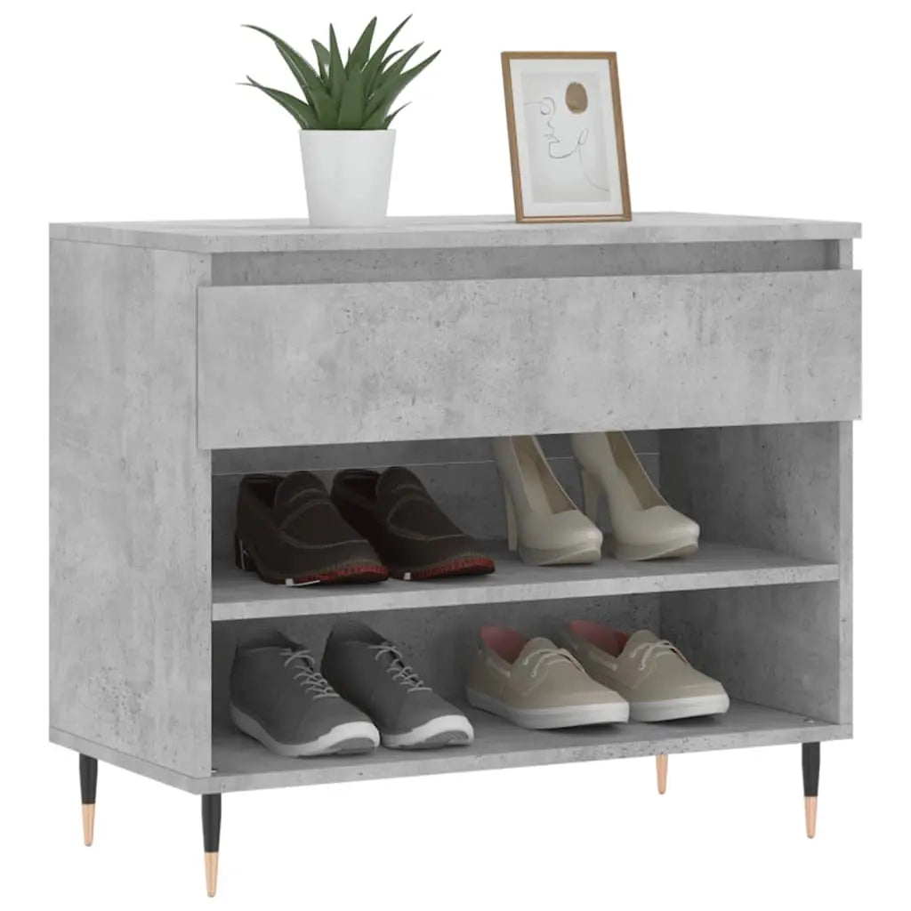 Mueble zapatero madera gris hormigón 70x36x60 cm - Vetonek