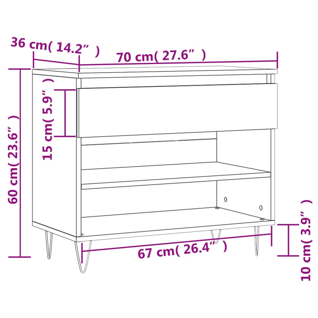 Mueble zapatero madera blanco 70x36x60 cm vidaXL