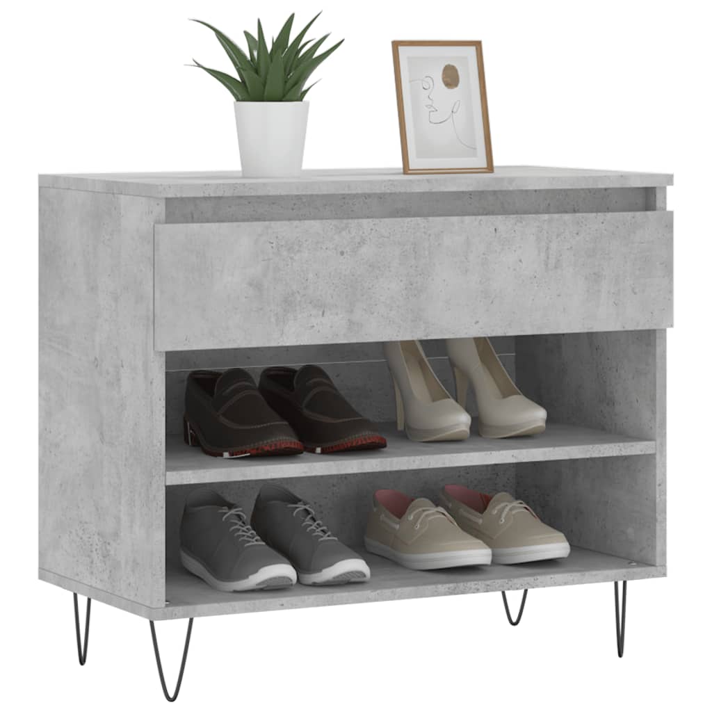 Mueble zapatero madera gris hormigón 70x36x60 cm