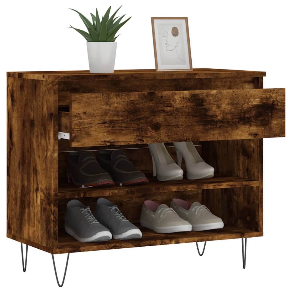 Mueble zapatero madera roble ahumado 70x36x60 cm vidaXL