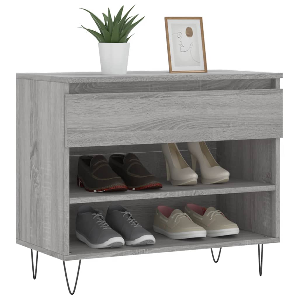 Mueble zapatero madera gris Sonoma 70x36x60 cm - Vetonek