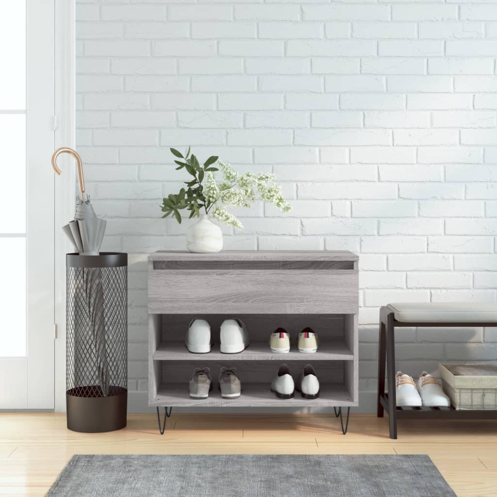 Vetonek Mueble zapatero madera contrachapada gris Sonoma 70x36x60 cm