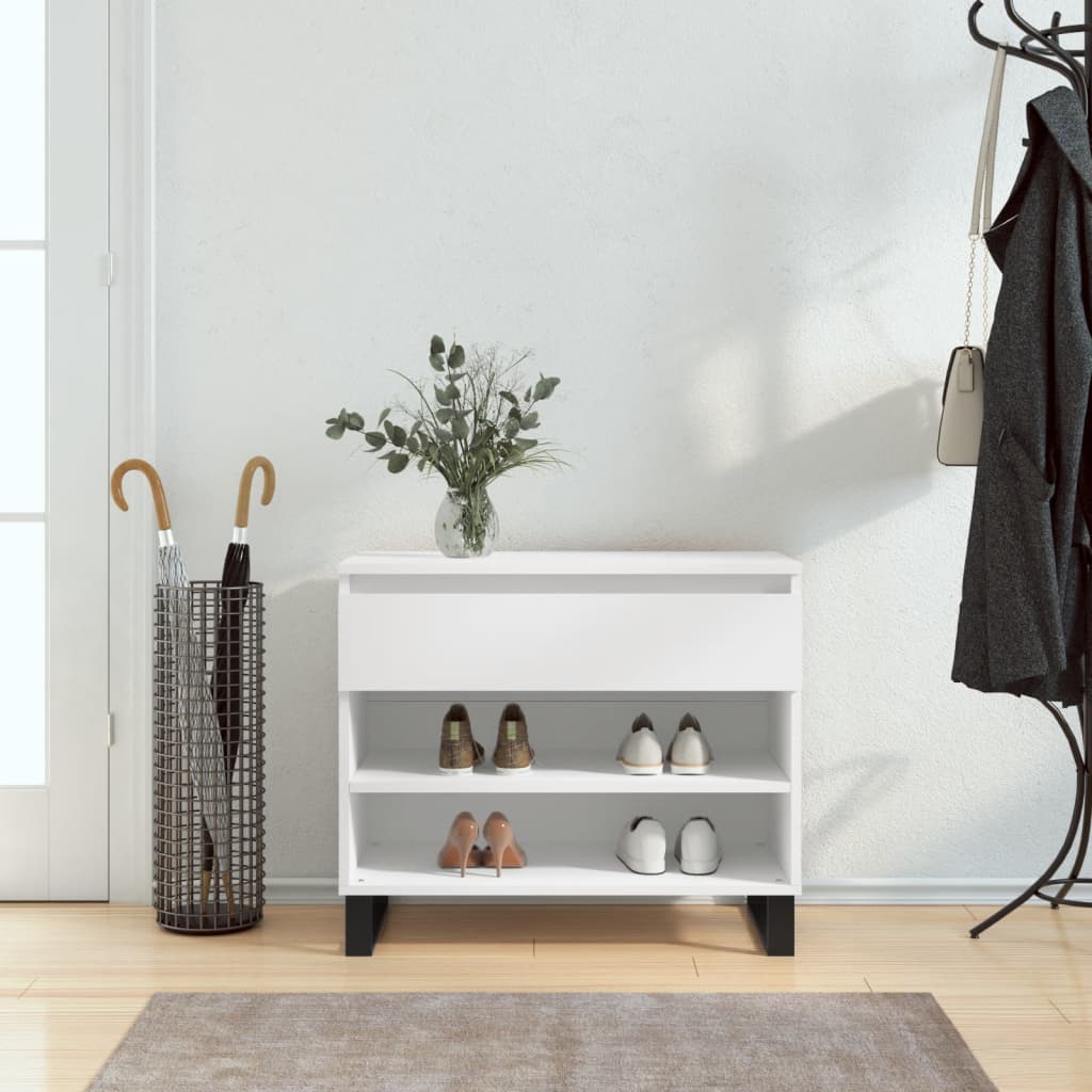 Vetonek Mueble zapatero madera contrachapada blanco 70x36x60 cm