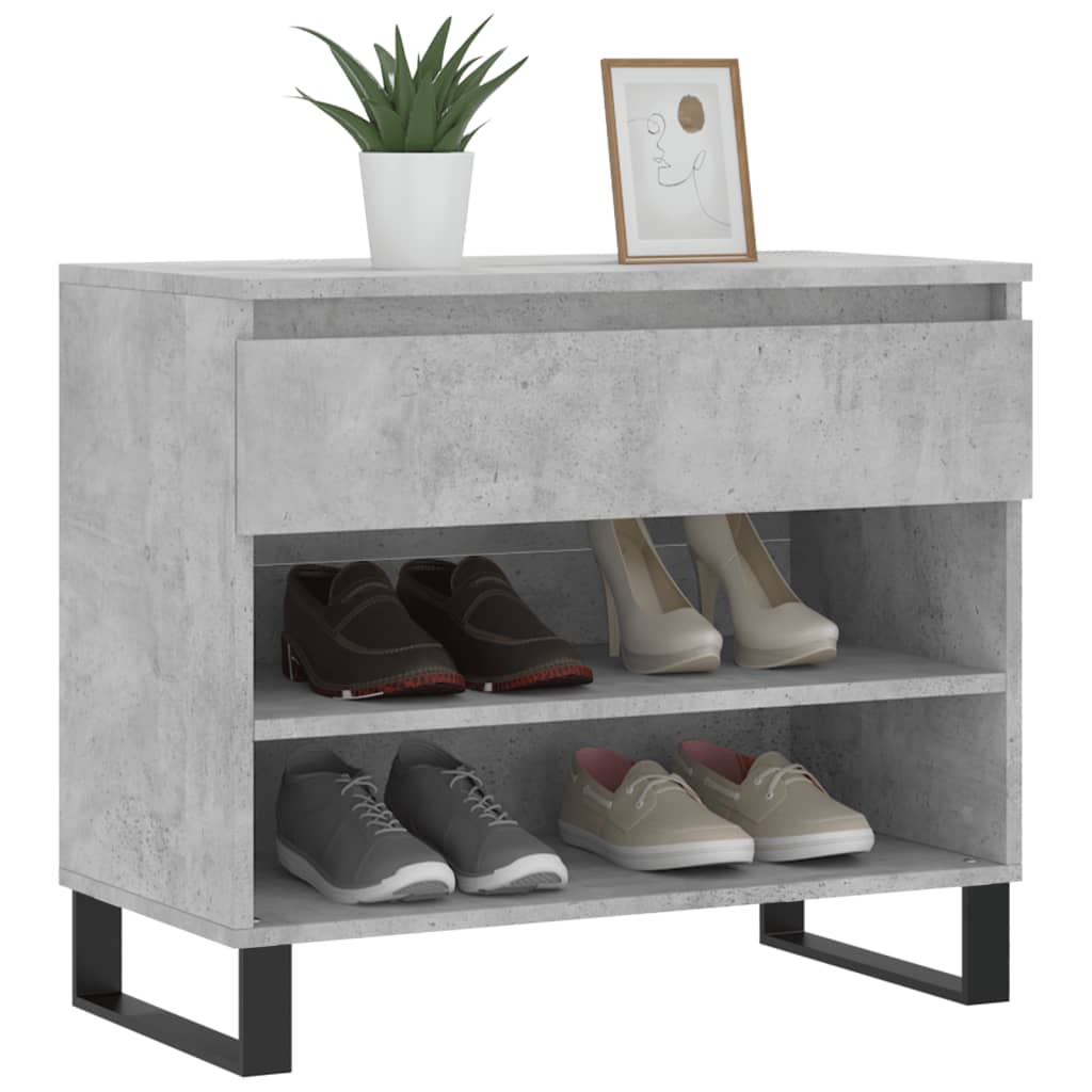 Mueble zapatero madera gris hormigón 70x36x60 cm vidaXL