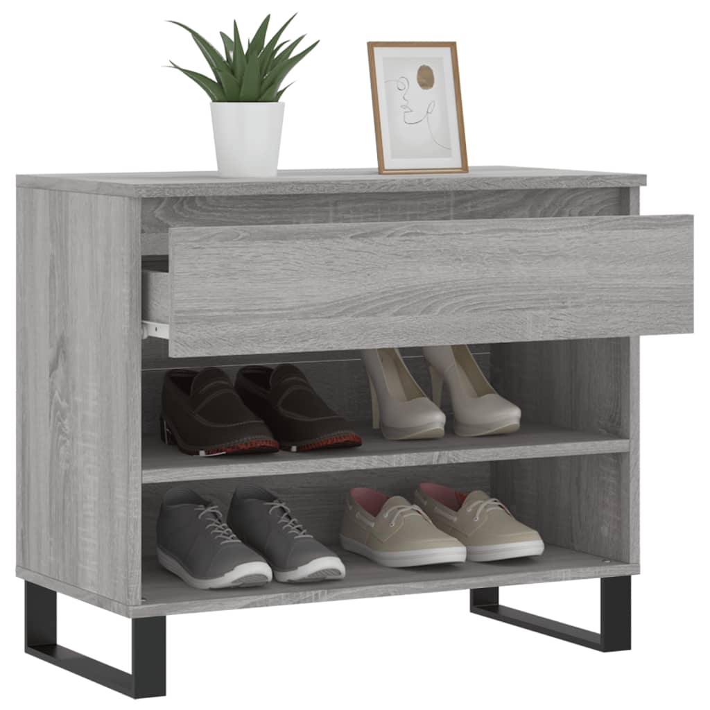 Mueble zapatero madera gris hormigón 70x36x60 cm vidaXL