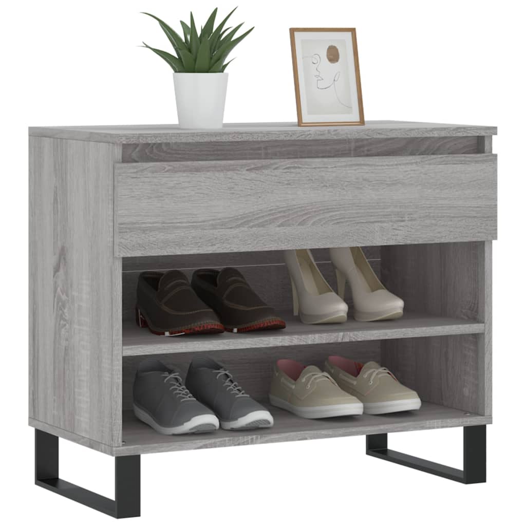 Mueble zapatero madera gris Sonoma 70x36x60 cm - Vetonek