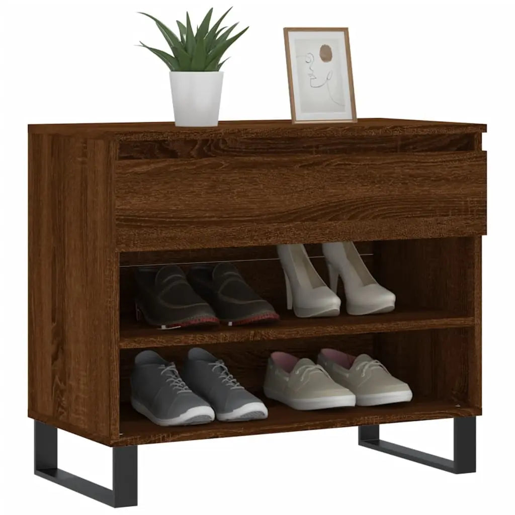 Mueble zapatero madera roble marrón 70x36x60 cm - Vetonek