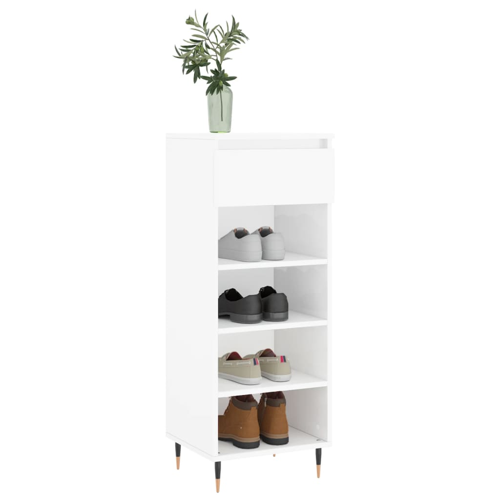 Mueble zapatero madera blanco brillo 40x36x105 cm