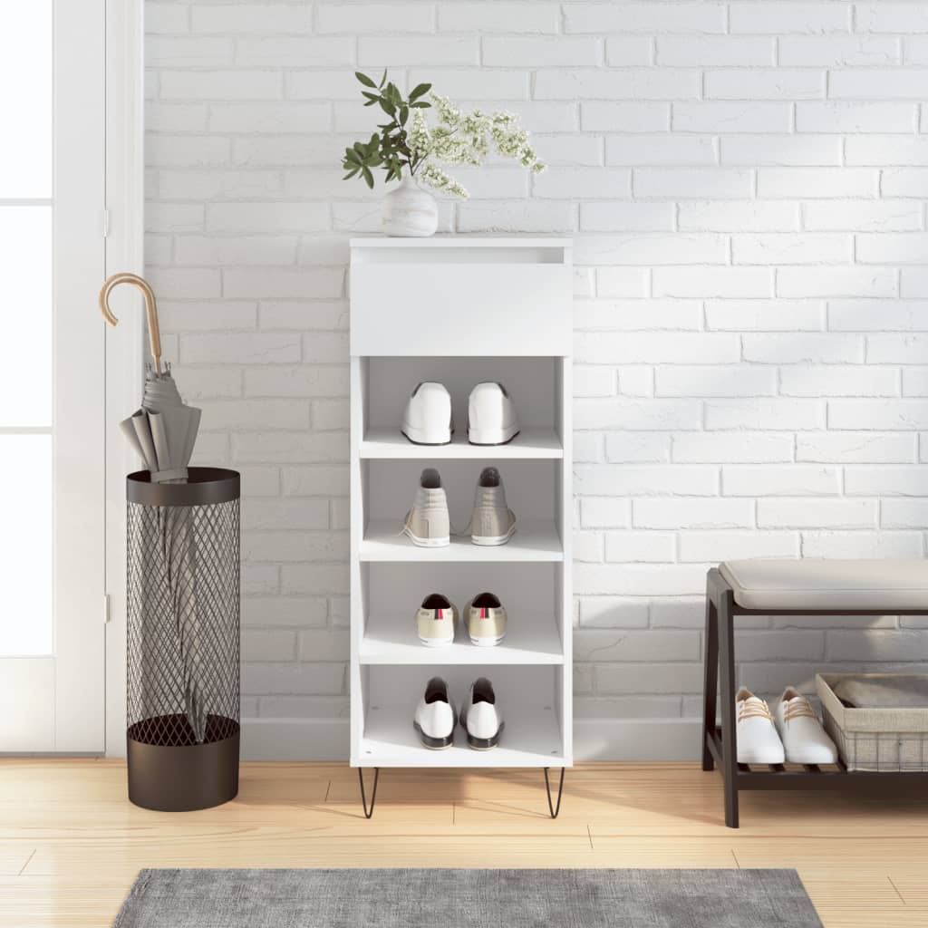 Vetonek Mueble zapatero madera contrachapada blanco 40x36x105 cm