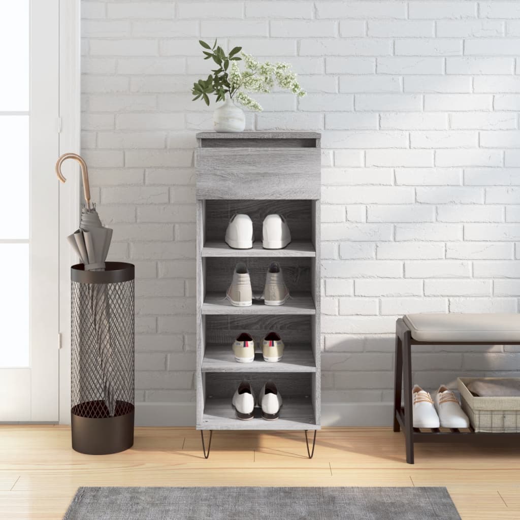 Vetonek Mueble zapatero madera contrachapada gris Sonoma 40x36x105 cm