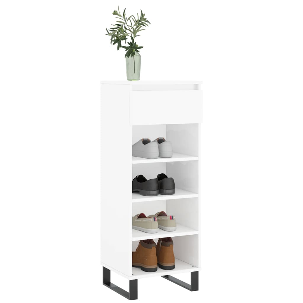 Mueble zapatero madera blanco brillo 40x36x105 cm