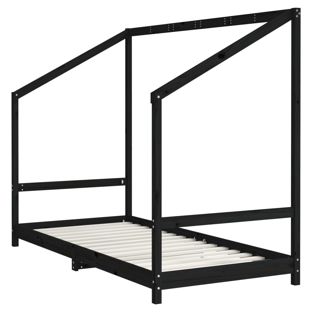 Estructura de cama para niños madera de pino negro 90x200 cm