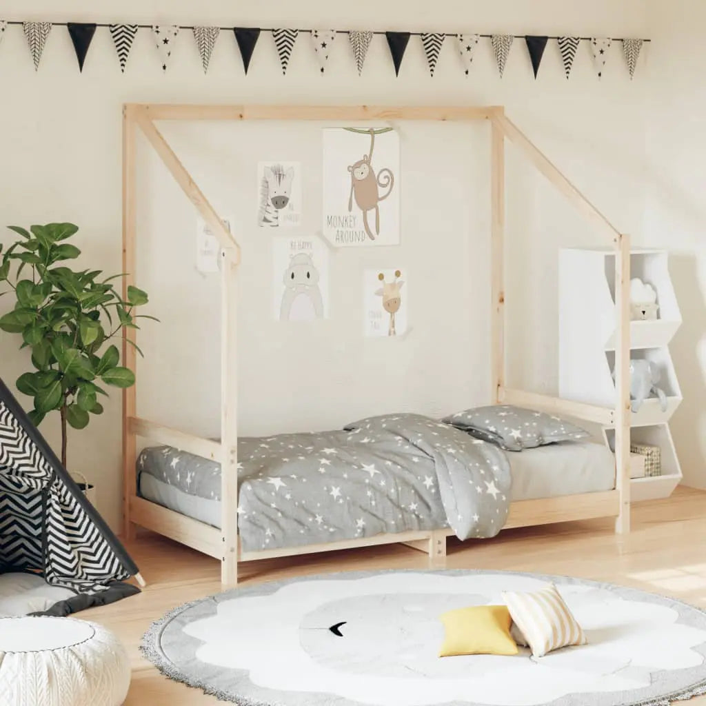 Vetonek Estructura de cama para niños madera maciza de pino 80x160 cm