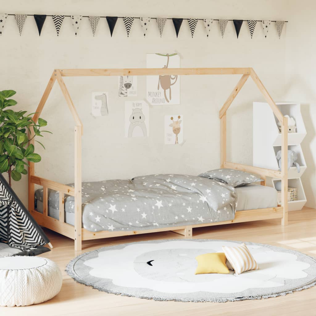 Vetonek Estructura de cama para niños madera maciza de pino 90x200 cm