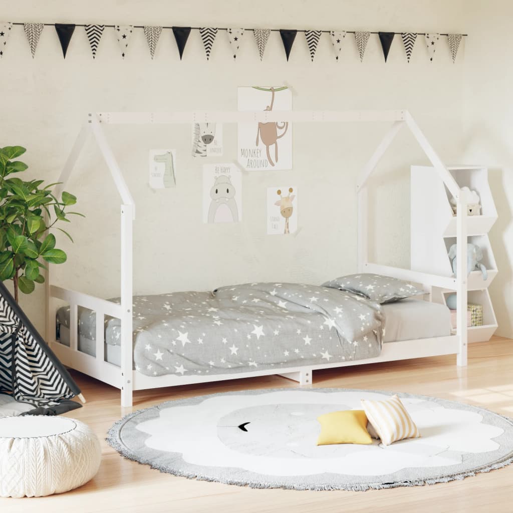 Vetonek Estructura de cama para niños madera de pino blanco 90x200 cm