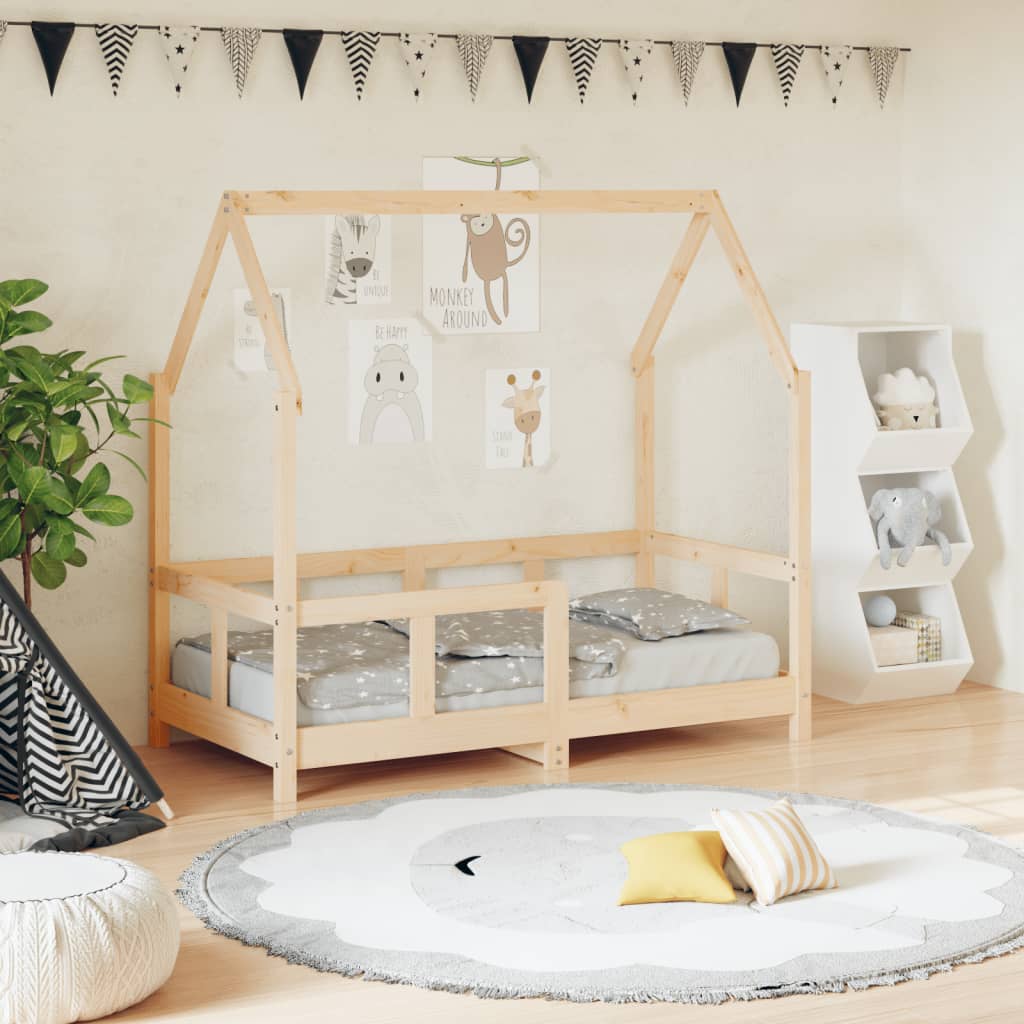 Vetonek Estructura de cama para niños madera maciza de pino 70x140 cm