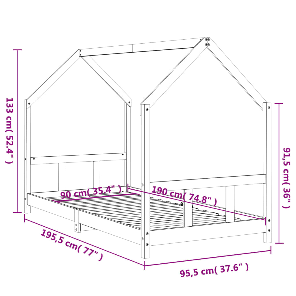 Estructura de cama para niños madera de pino blanco 90x190 cm vidaXL