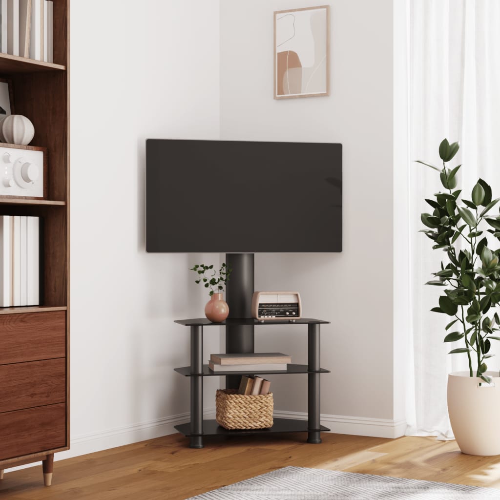 Vetonek Mueble de TV de esquina 3 niveles para 32-70 pulgadas negro