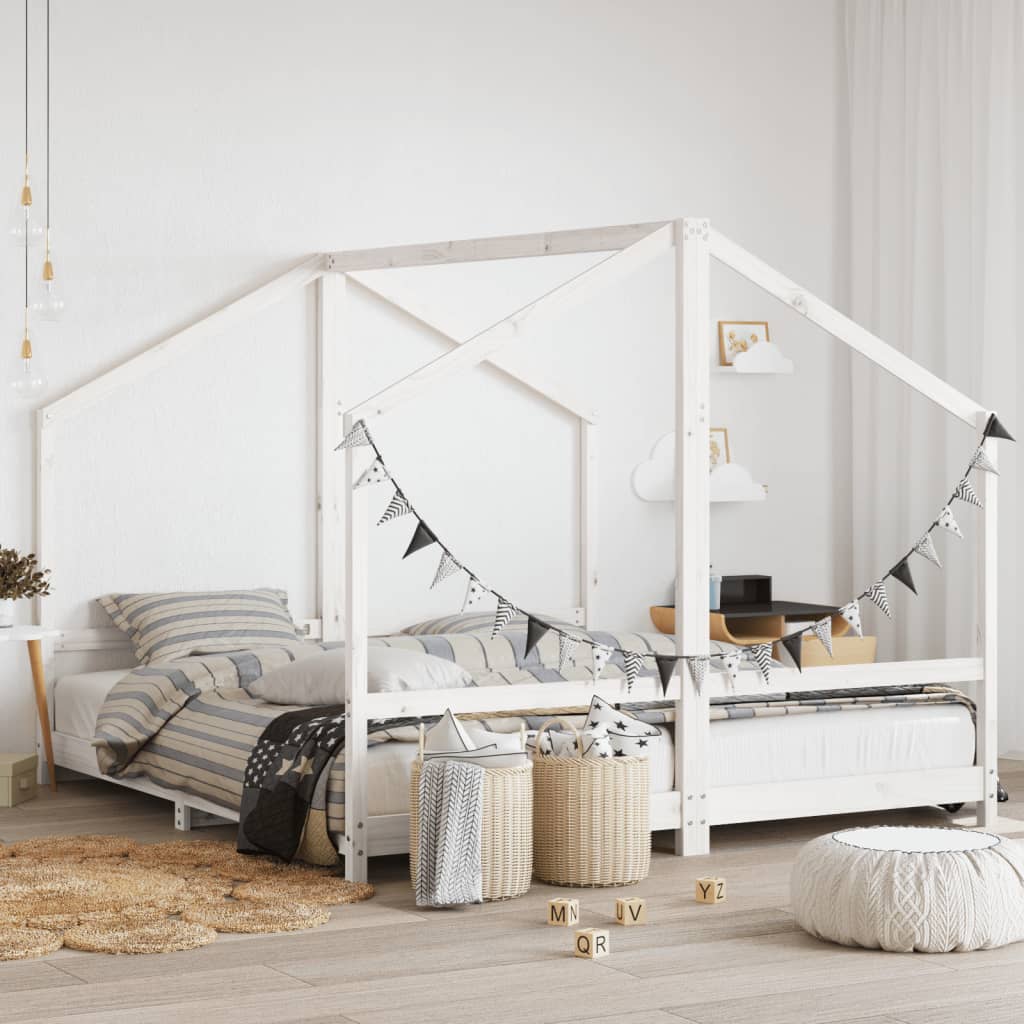 Vetonek Estructura de cama para niños madera pino blanco 2x(90x200) cm