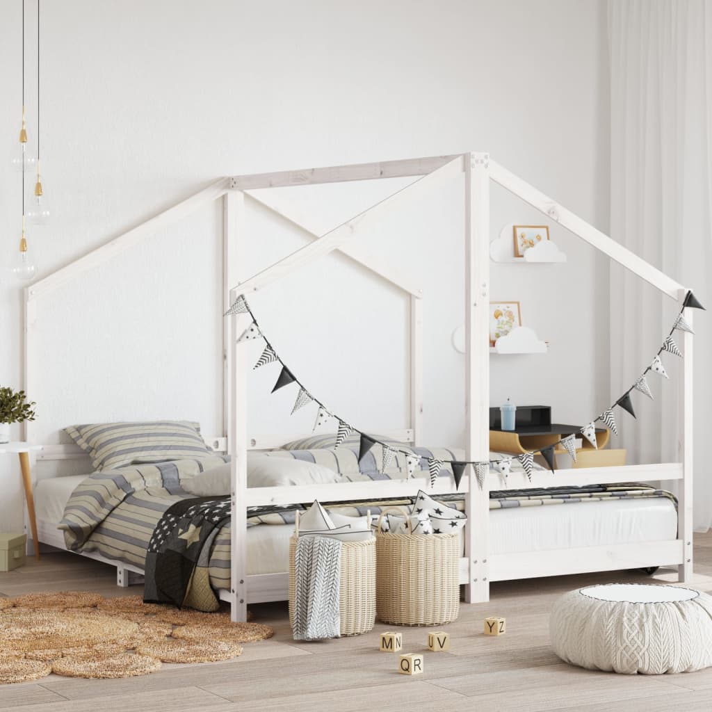 Vetonek Estructura de cama para niños madera pino blanco 2x(90x190) cm