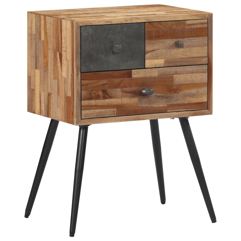 Vetonek Mesita de noche madera maciza de teca 47x31,5x60 cm