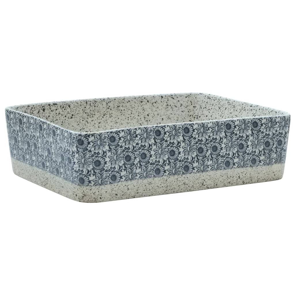 Lavabo de encimera rectangular cerámica gris azul 46x35,5x13 cm vidaXL