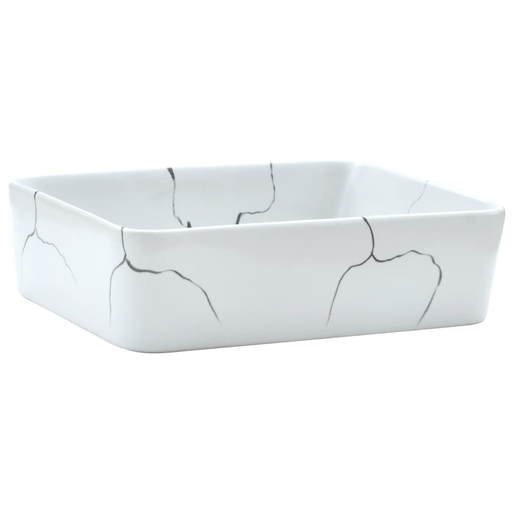 Lavabo sobre encimera rectangular cerámica blanco 46x35,5x13 cm - Vetonek