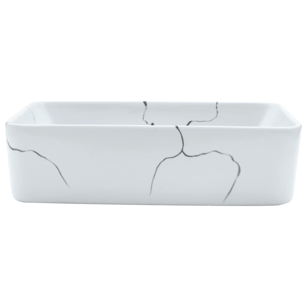 Lavabo sobre encimera rectangular cerámica blanco 46x35,5x13 cm - Vetonek