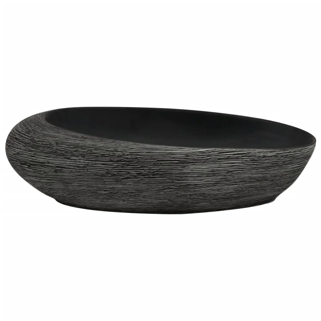 Lavabo sobre encimera ovalado cerámica gris y negro 59x40x14 cm - Vetonek