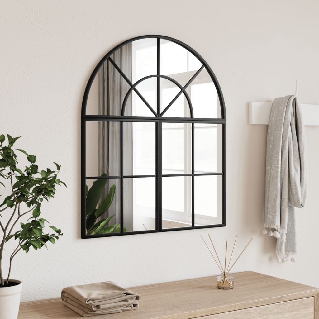 Vetonek Espejo de pared arco de hierro negro 60x70 cm