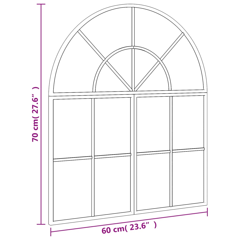 Espelho de arco de ferro preto 60x70 cm