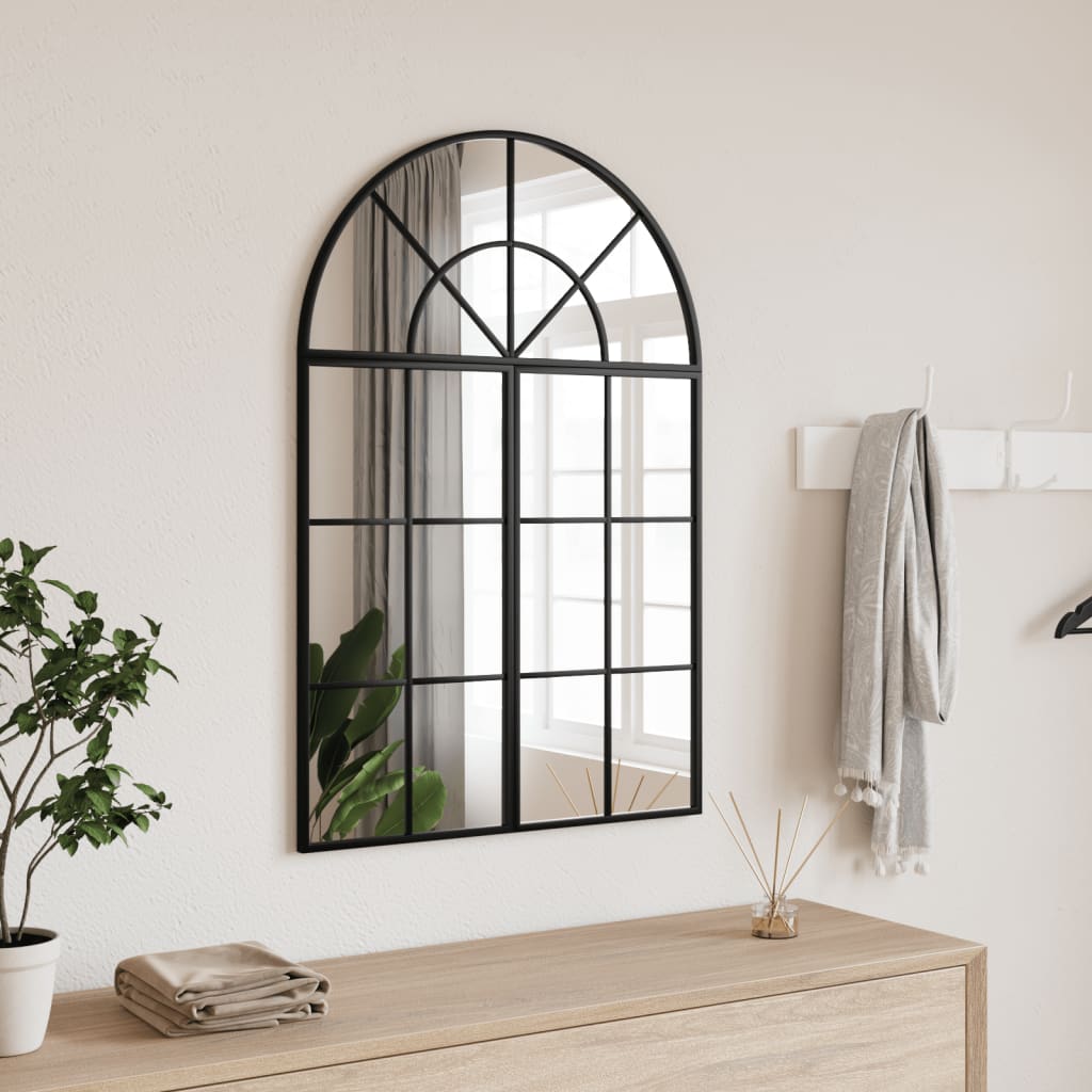 Vetonek Espejo de pared arco de hierro negro 60x90 cm