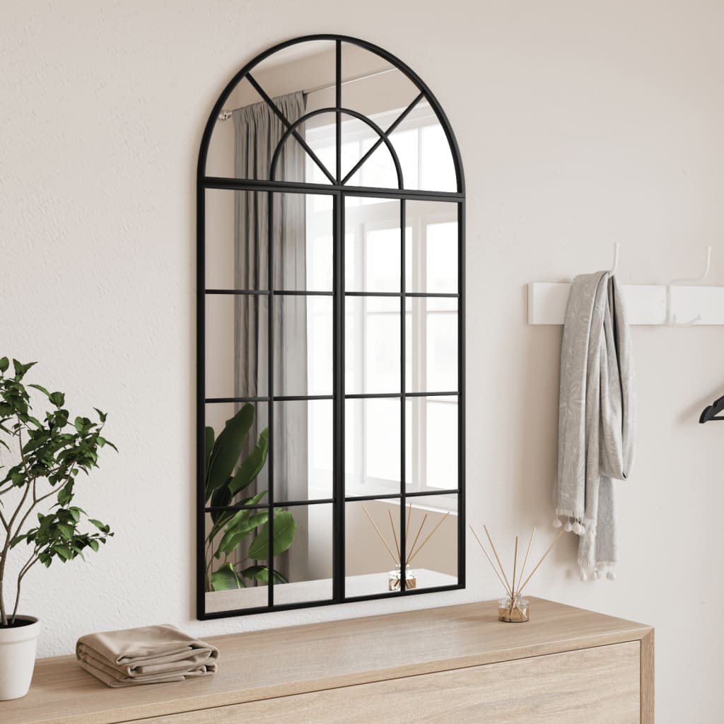 Vetonek Espejo de pared arco de hierro negro 60x110 cm