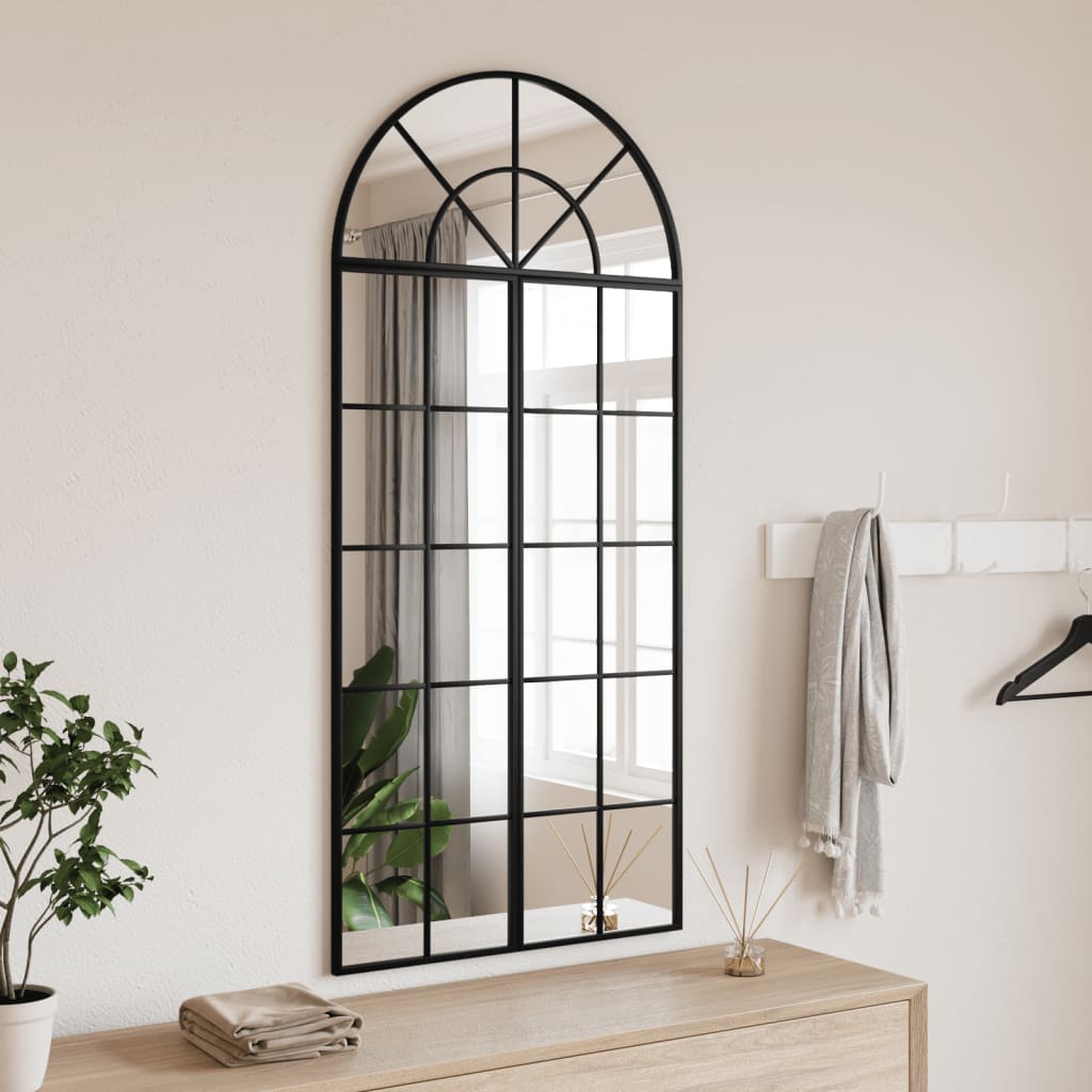 Vetonek Espejo de pared arco de hierro negro 60x130 cm