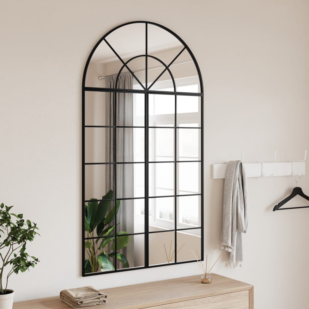 Vetonek Espejo de pared arco de hierro negro 80x140 cm