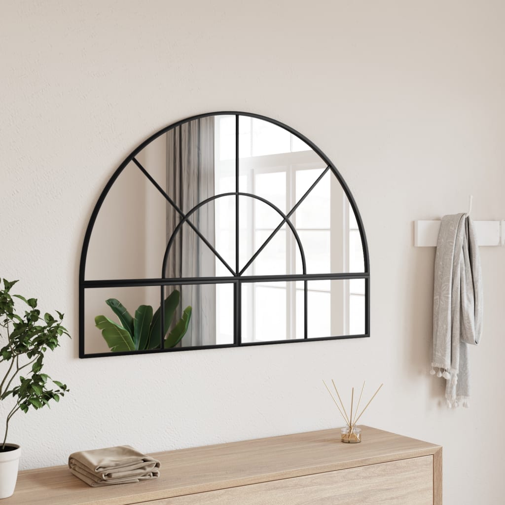 Vetonek Espejo de pared arco de hierro negro 100x70 cm