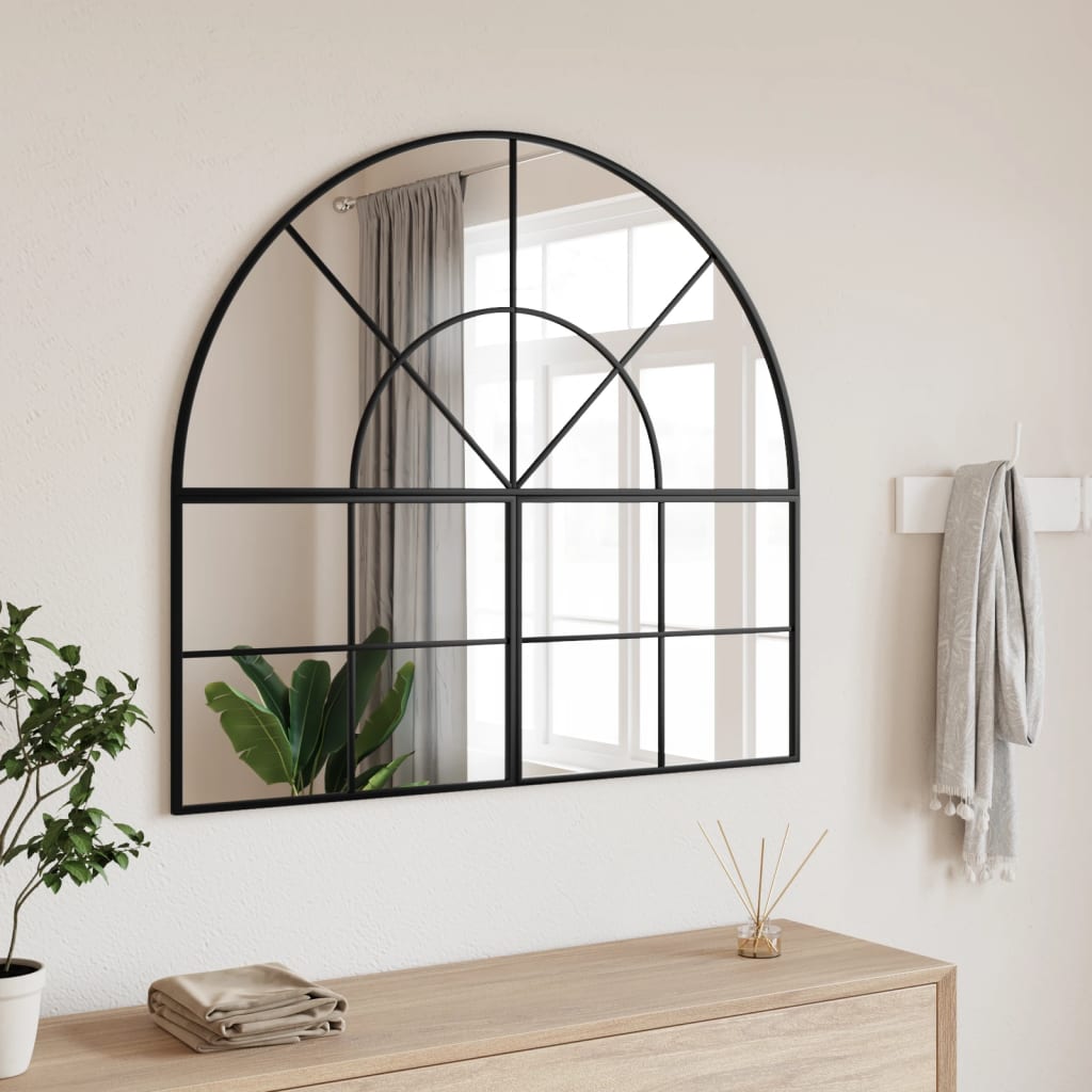 Vetonek Espejo de pared arco de hierro negro 100x90 cm