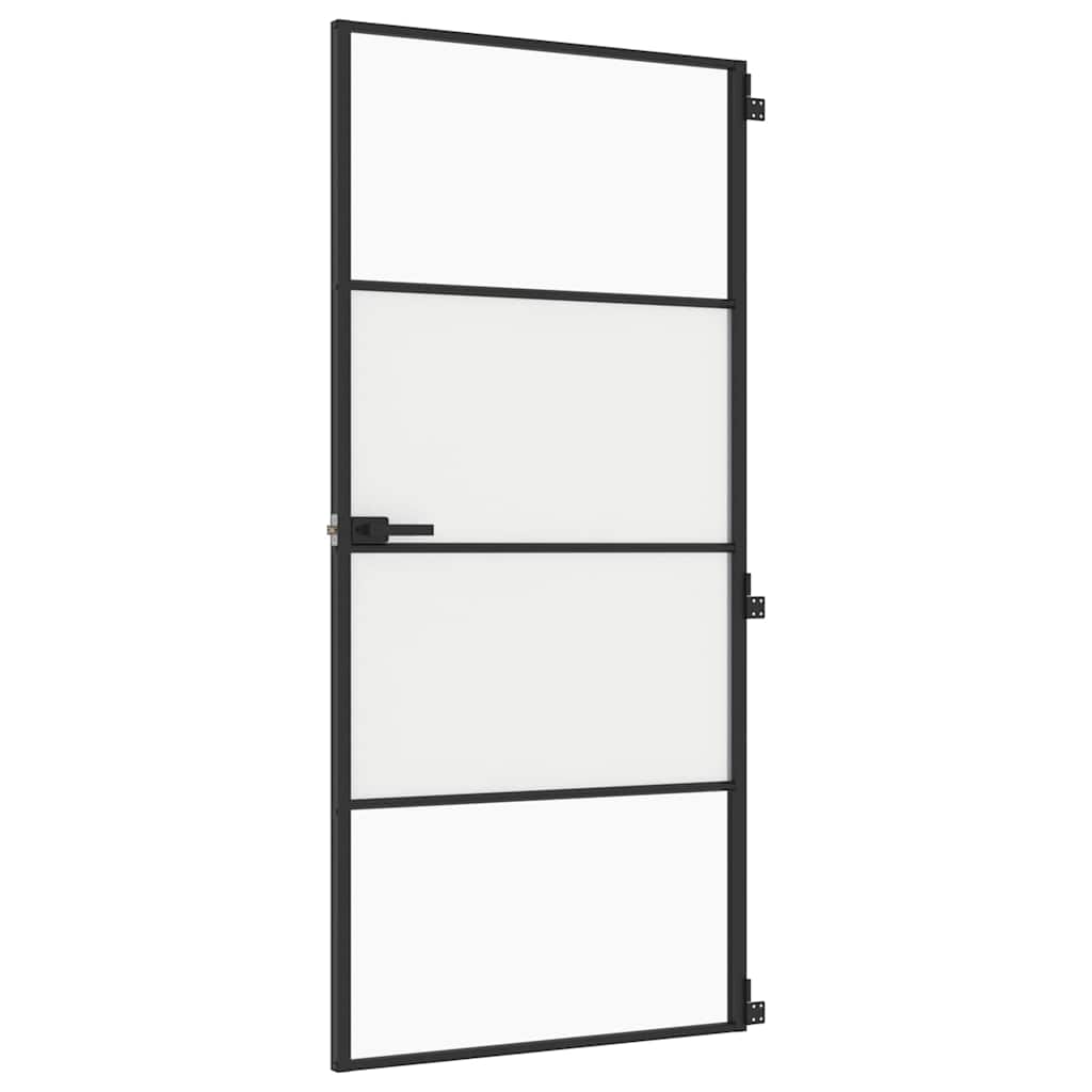 Porta interna sottile nera in vetro e alluminio 93x201,5 cm 