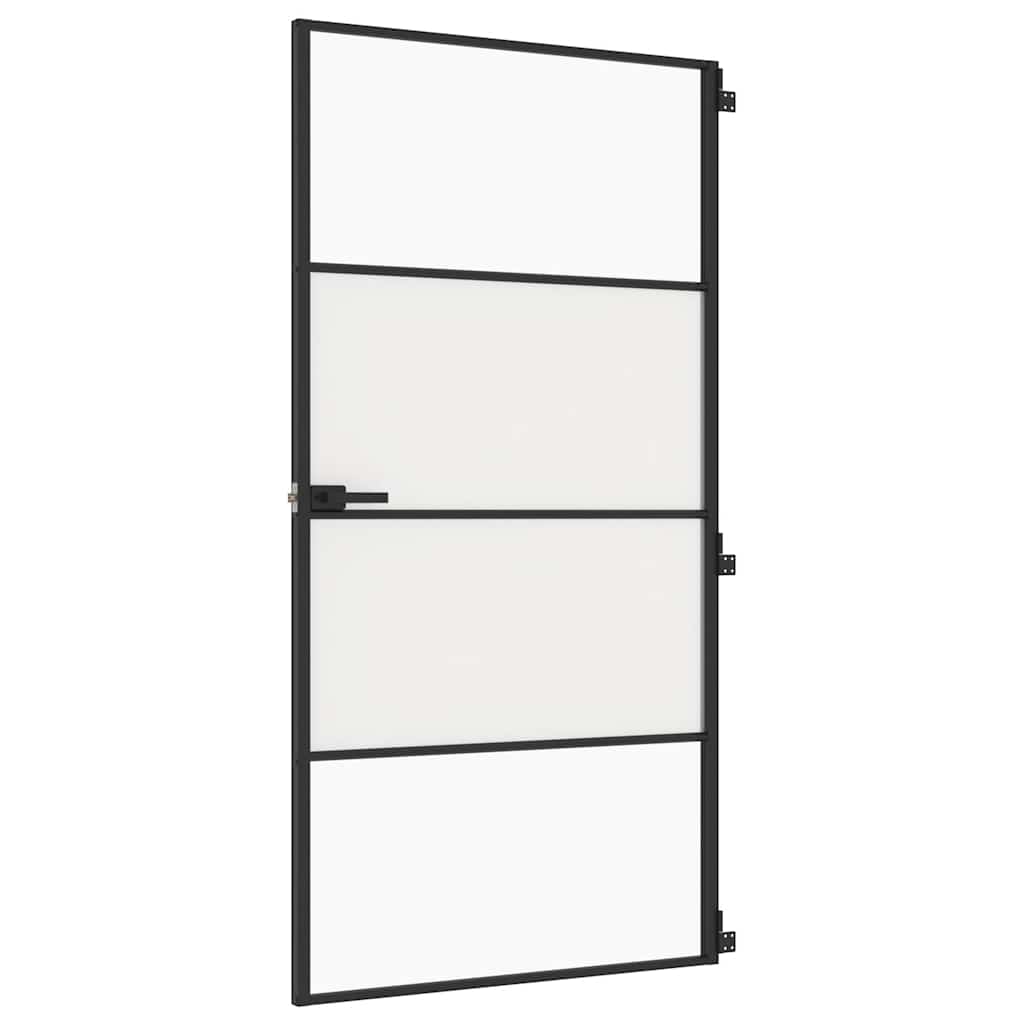 Puerta Interior Delgada Negra Vidrio Templado y Aluminio 102,5x201,5 cm
