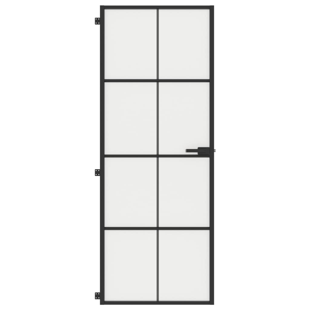 Puerta interior delgada negra vidrio y aluminio 76x201,5 cm - Vetonek