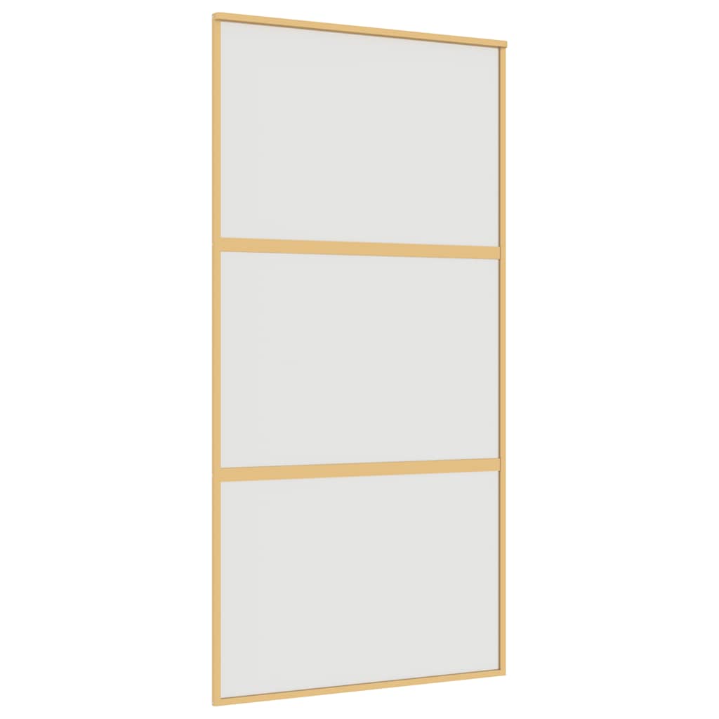 Gold sliding door made of frosted ESG glass and aluminum 
