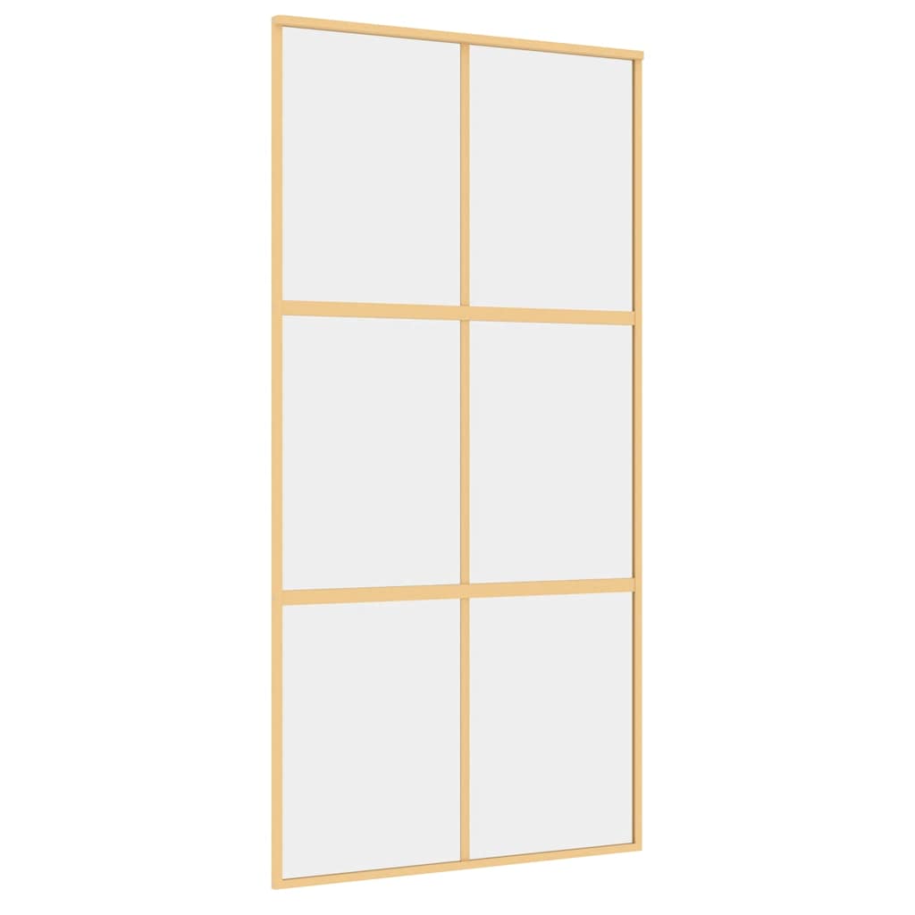 Transparent ESG glass and aluminum gold sliding door 