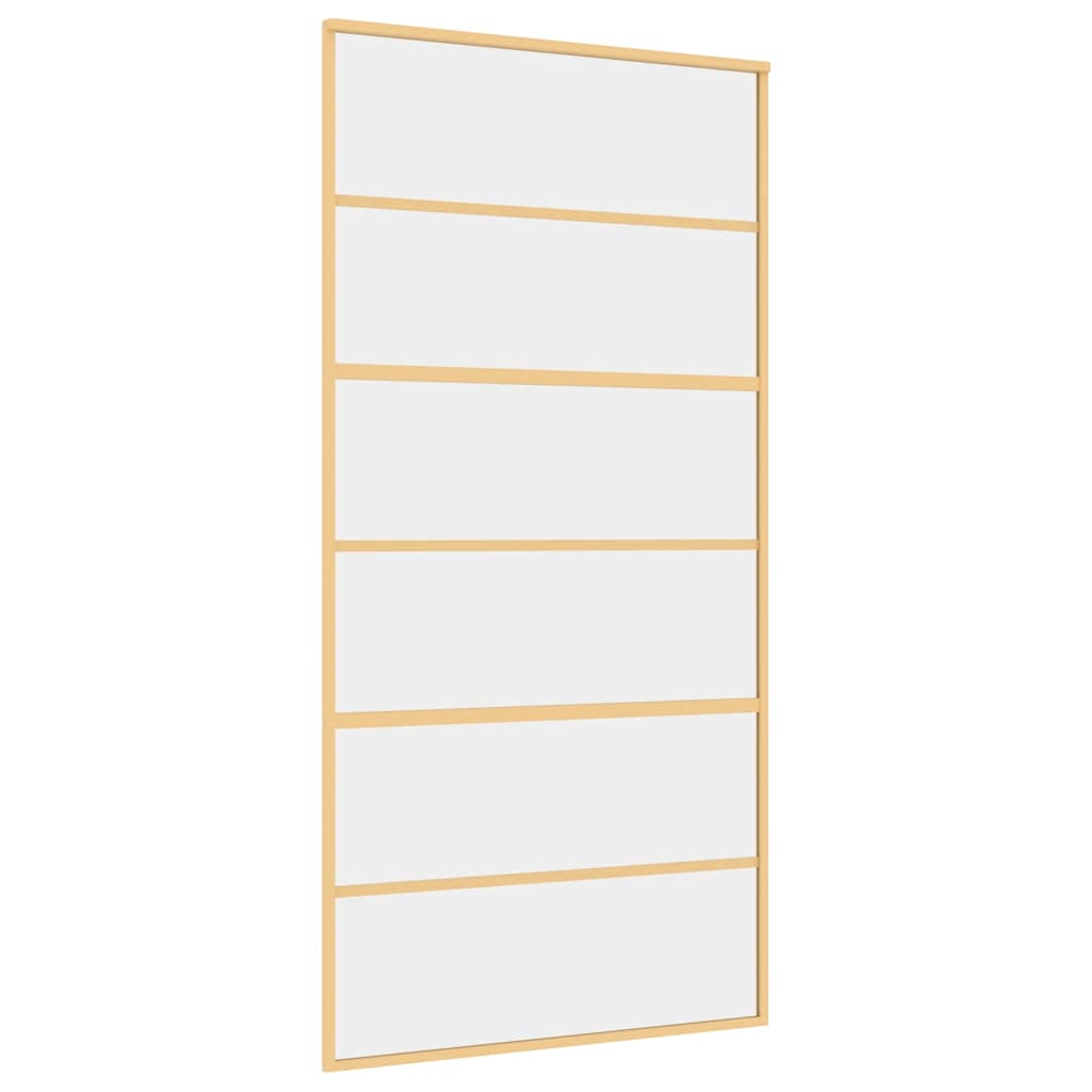 Transparent ESG glass and aluminum gold sliding door 
