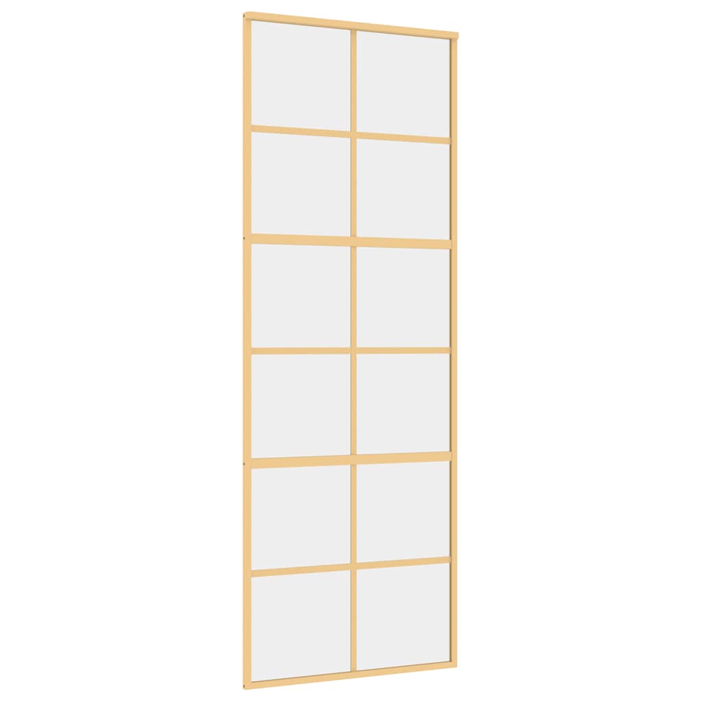 Transparent ESG glass and aluminum gold sliding door 