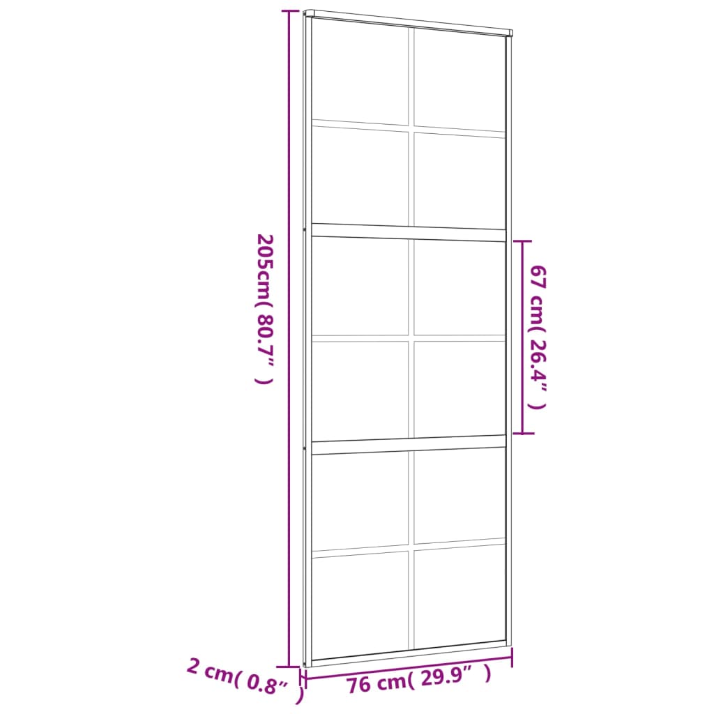 Puerta corredera dorada vidrio ESG esmerilado aluminio 76x205cm