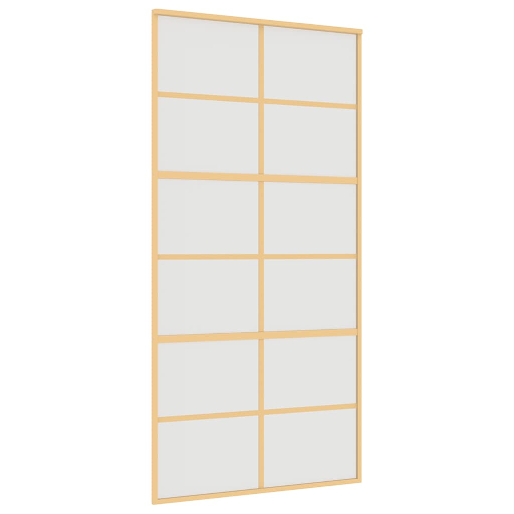 Golden sliding door made of frosted ESG glass and aluminum 