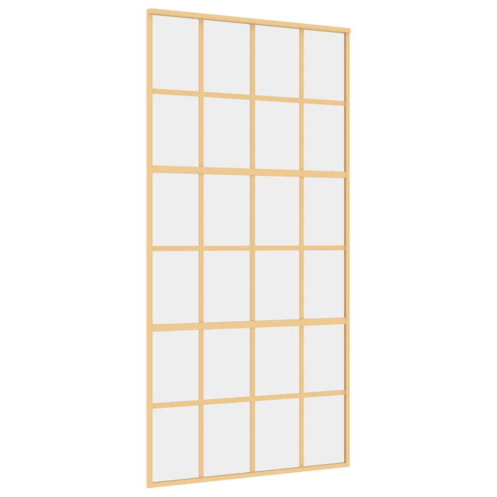 Transparent ESG glass and aluminum gold sliding door 