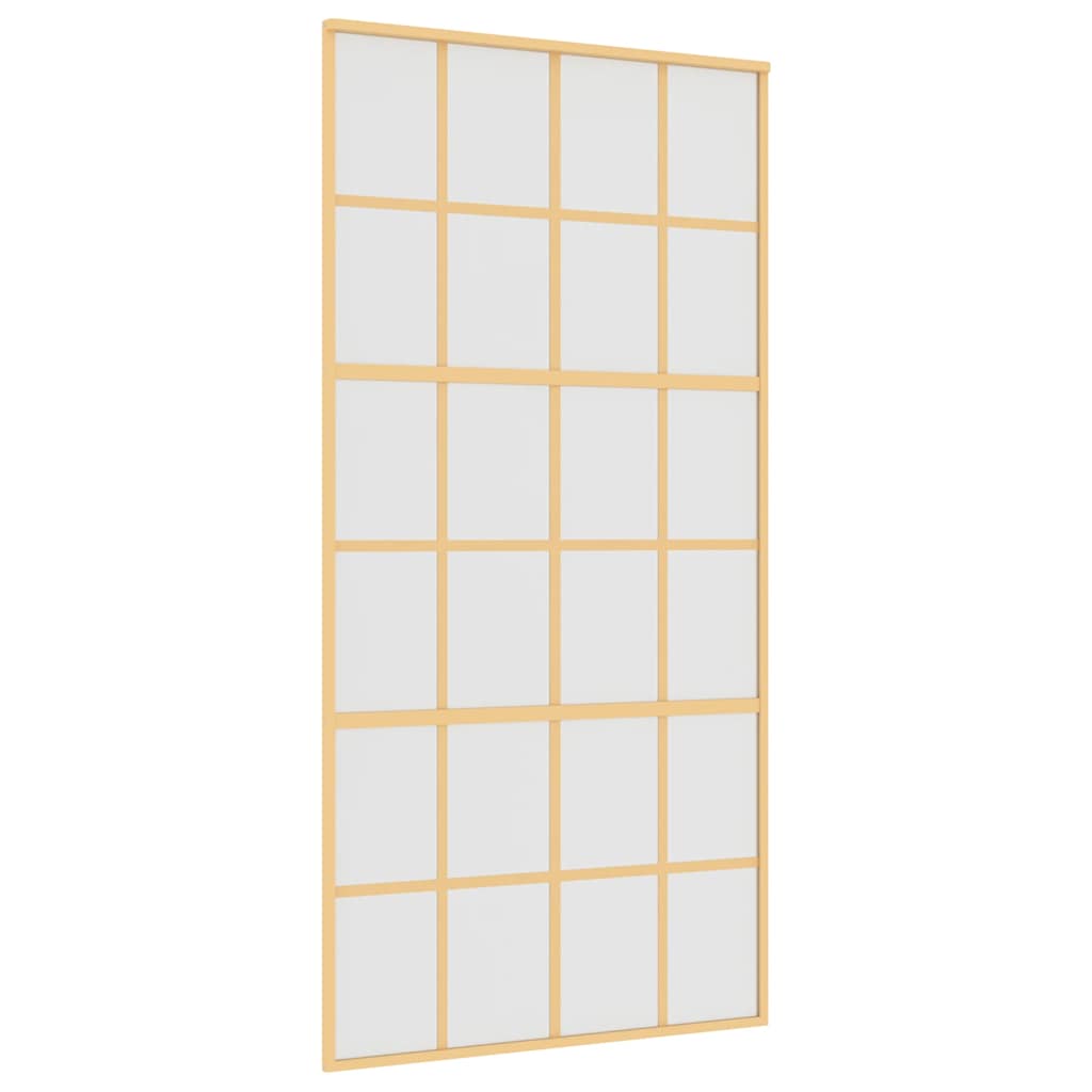 Golden sliding door made of frosted ESG glass and aluminum 